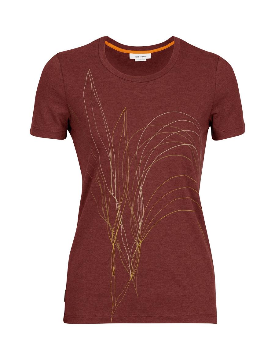 Espresso Icebreaker Merino Central Classic Short Sleeve Leaf Women's T Shirts | AU 1560HAPK